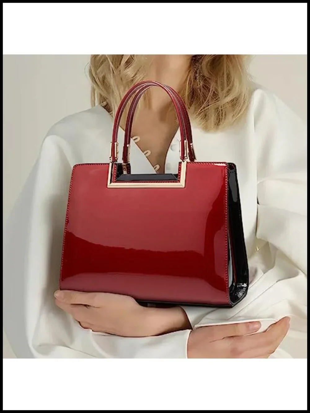 Patent Leather Satchel Bag Top Handle Crossbody Shoulder Purse